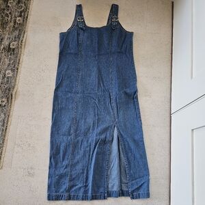 Denim Sleeveless Dress with Front Slit